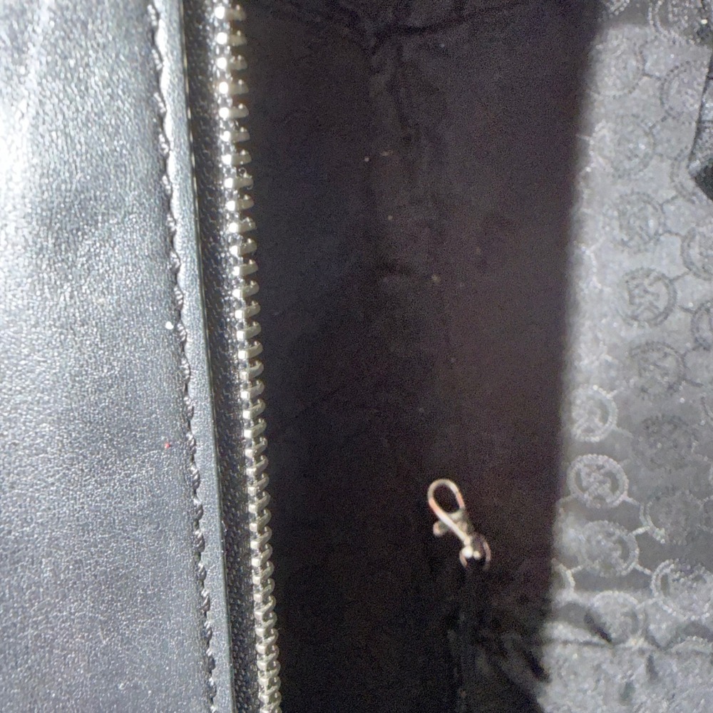 Michael Kors Black White Leather Frame Satchel Handbag Silver Tone Hardware - Picture 9 of 15